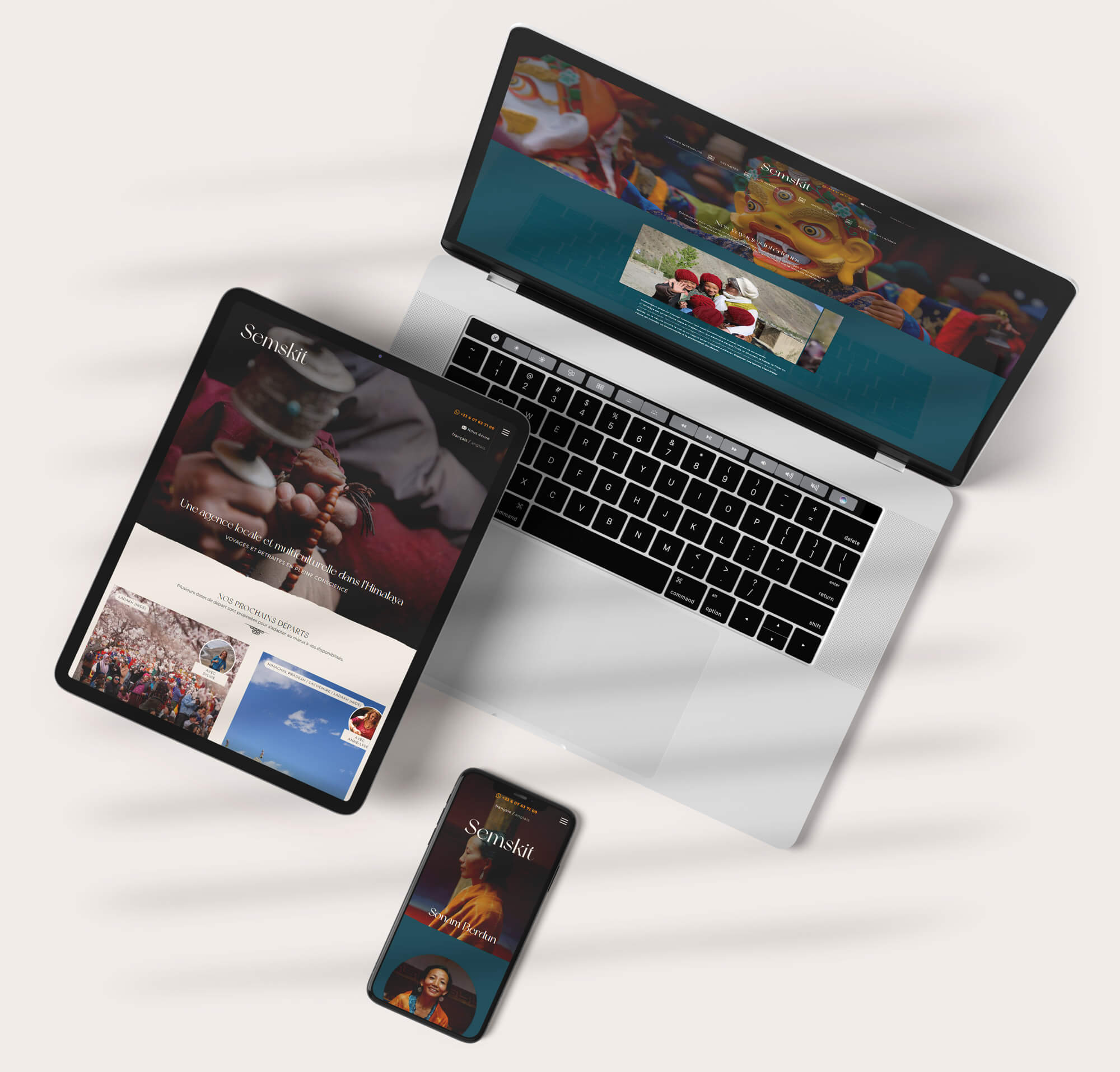 Semskit - Création graphique et développement d'un site Internet pour une agence de voyages spirituels en Himalaya, Asie